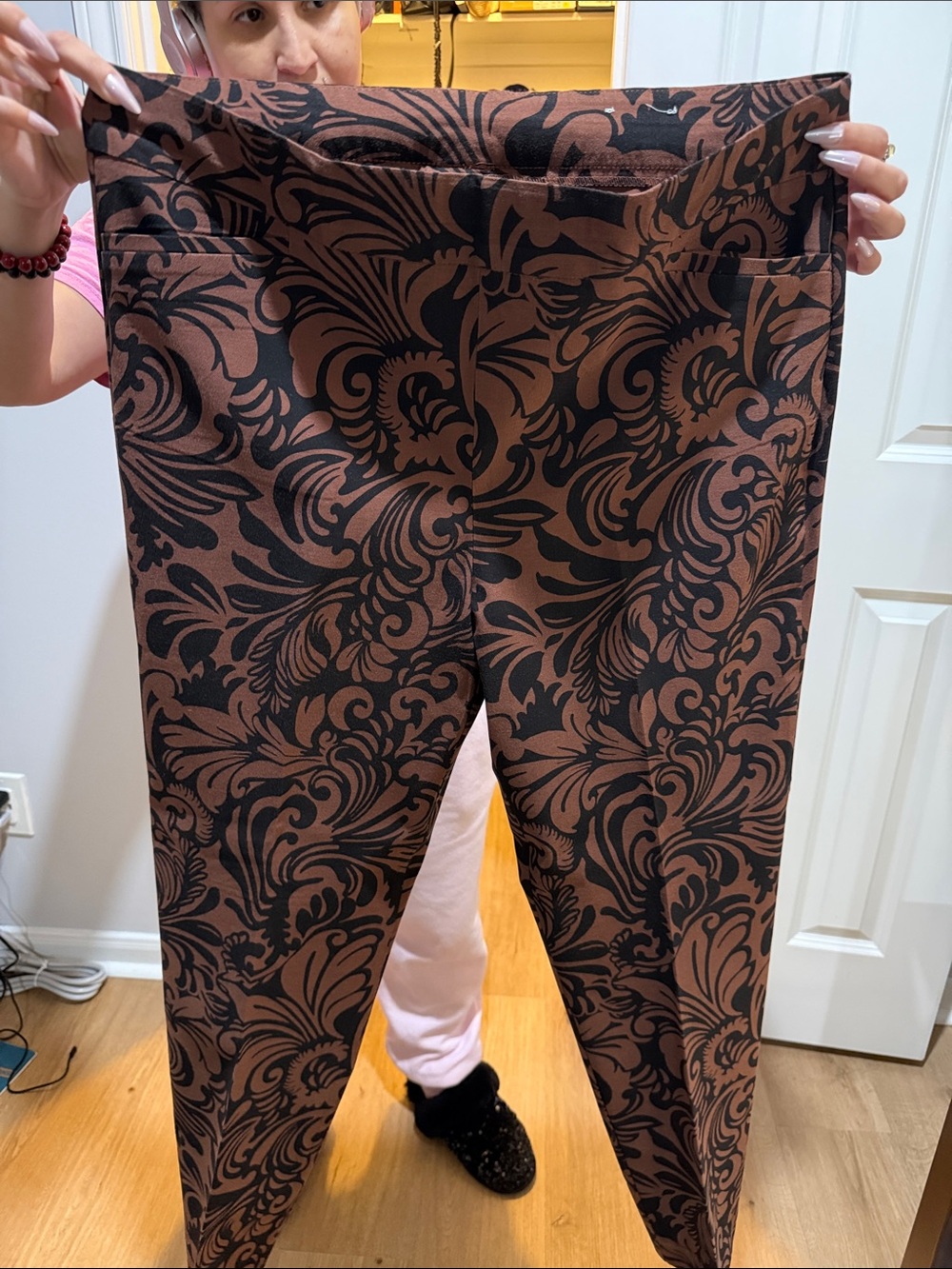 Chico's Brown and Black Swirl-Print women’s pants